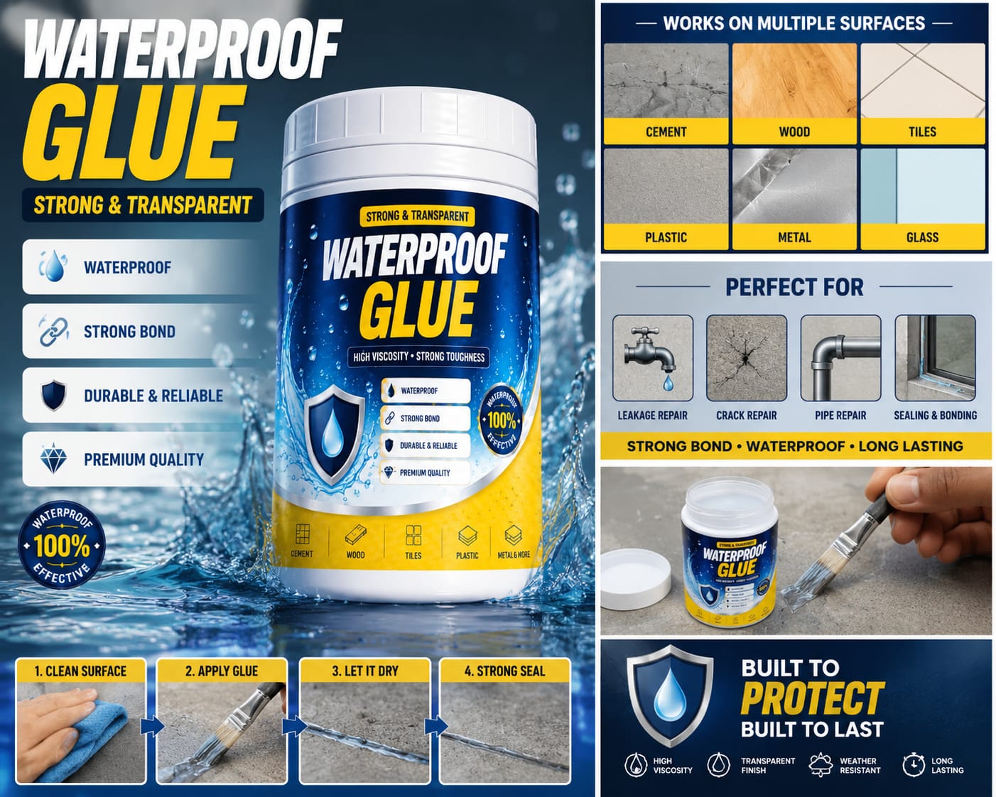 Transparent Waterproof Glue | Strong Leak Repair Sealant