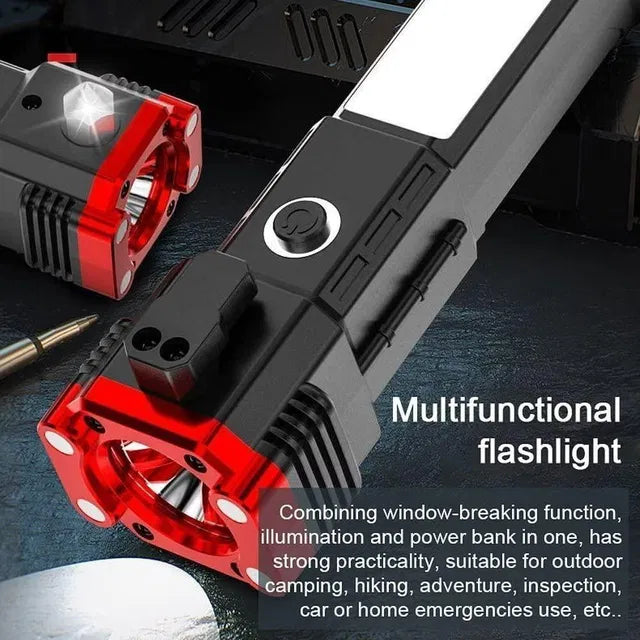 8-in-1 Rechargeable LED Flashlight | Portable Emergency Torch Light