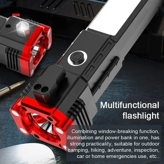 8-in-1 Rechargeable LED Flashlight | Portable Emergency Torch Light